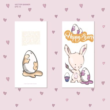 Paskalya yumurtası ile sevimli tavşanlar