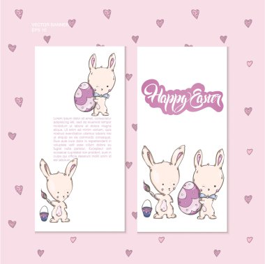 Paskalya yumurtaları ile sevimli tavşanlar