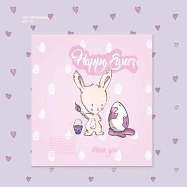 Paskalya yumurtalı sevimli tavşan.