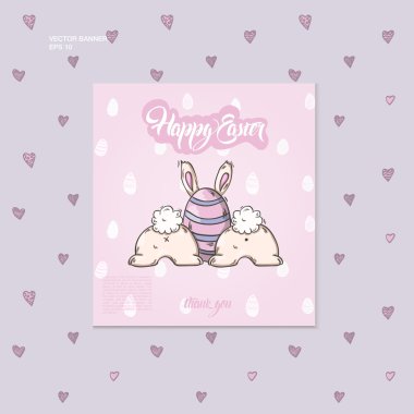 Paskalya yumurtaları ile sevimli tavşanlar