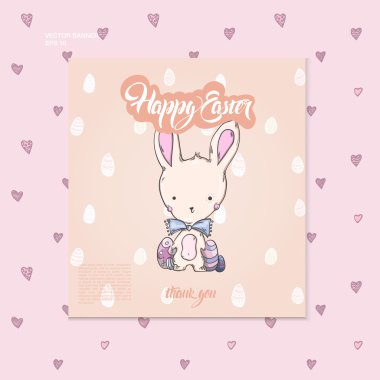 Paskalya yumurtalı sevimli tavşan.