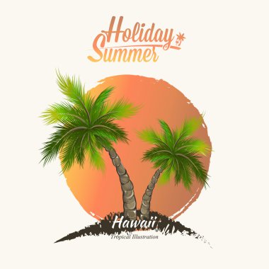 T-shirt ve poster için Palmiye ağaçları grunge baskı