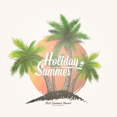 T-shirt ve poster için Palmiye ağaçları grunge baskı