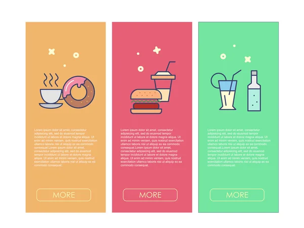 Web banners in flat line design — 스톡 벡터