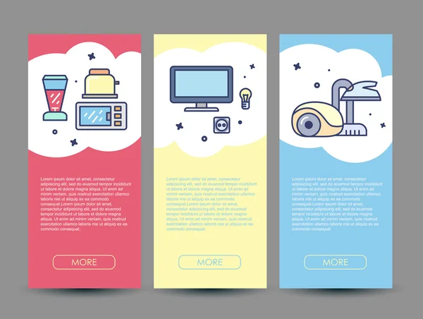 Set of three flat designed Illustrations — ストックベクタ