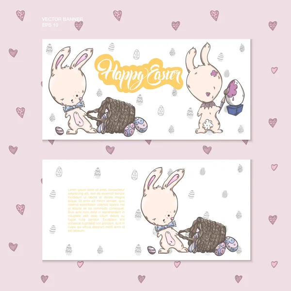 Paskalya yumurtaları ile sevimli tavşanlar