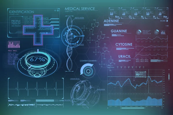 의료 응용 프로그램에 대 한 Hud Ui. — 스톡 벡터