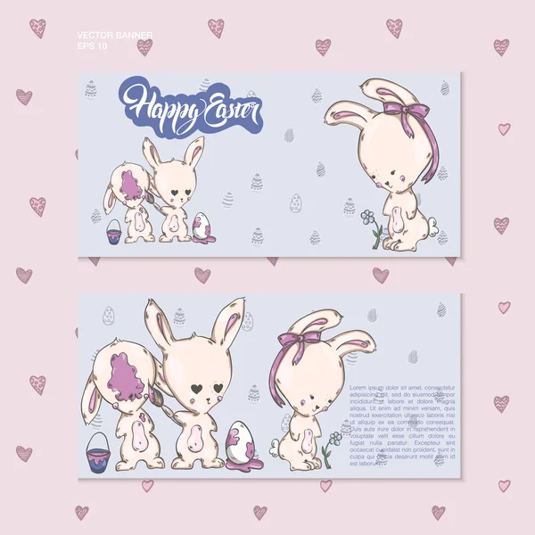 Paskalya yumurtaları ile sevimli tavşanlar