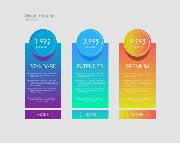 Lista de precios, tres tarifas — Vector de stock