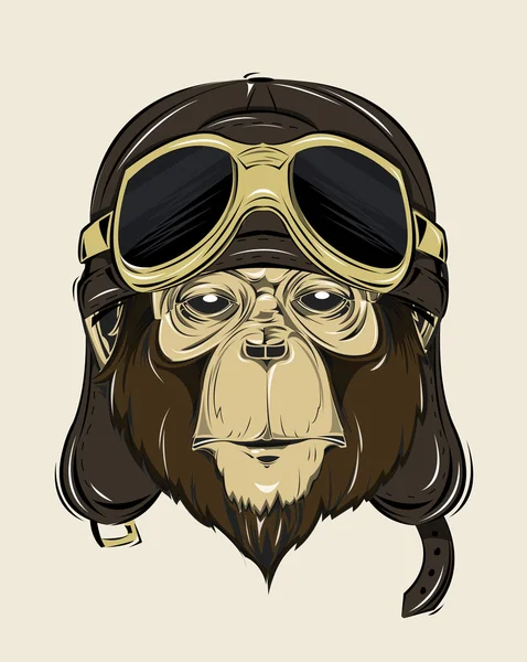 Piloot met glazen aap — Stockvector