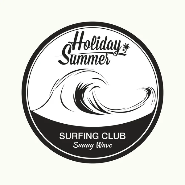 서핑 클럽, 화창한 파도. — 스톡 벡터