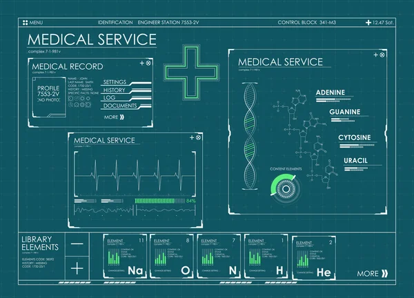 HUD UI para aplicación médica . — Vector de stock