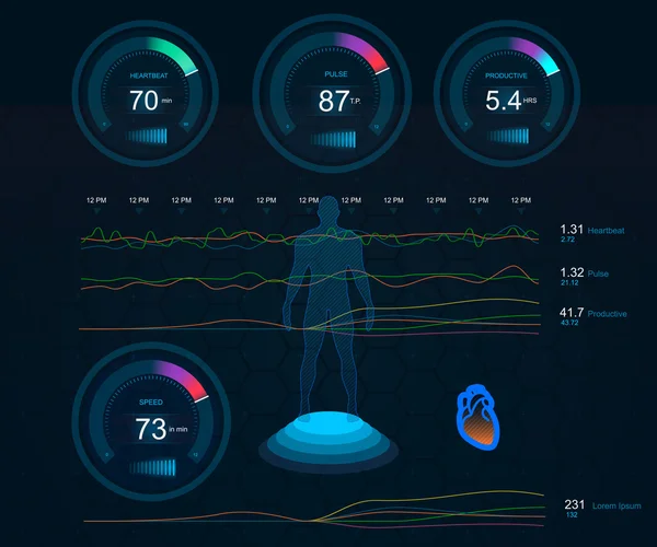 Hud ui für medizinische App. — Stockvektor