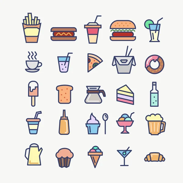 Conjunto de ícones de fast food —  Vetores de Stock