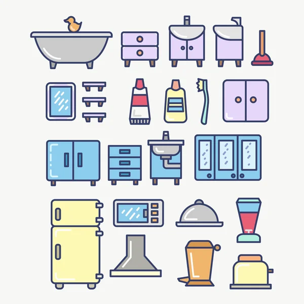 Esbozar iconos en el baño tema — Vector de stock