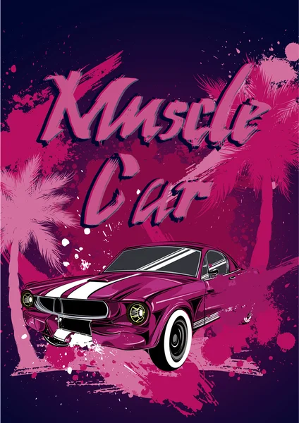Muscle car. Print for poster — Stok Vektör