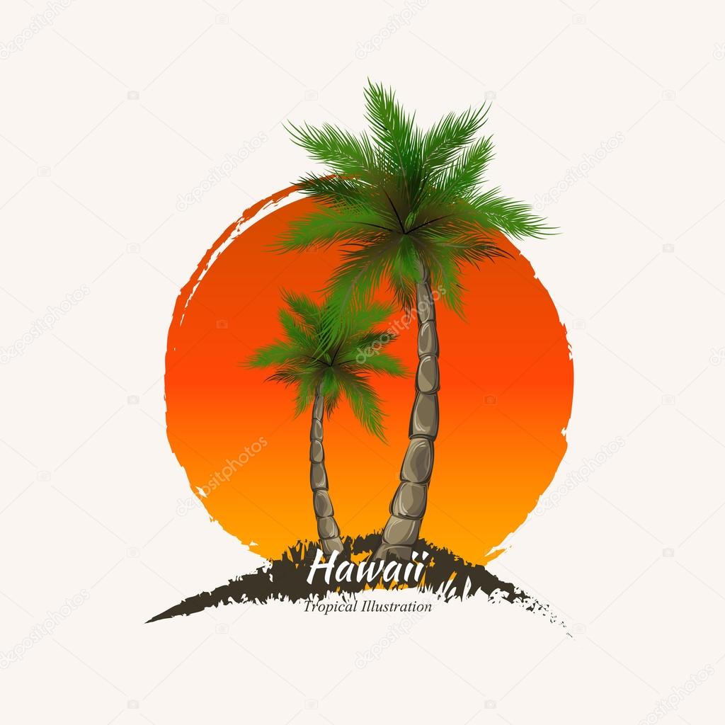 Palm trees grunge print for t-shirt and poster
