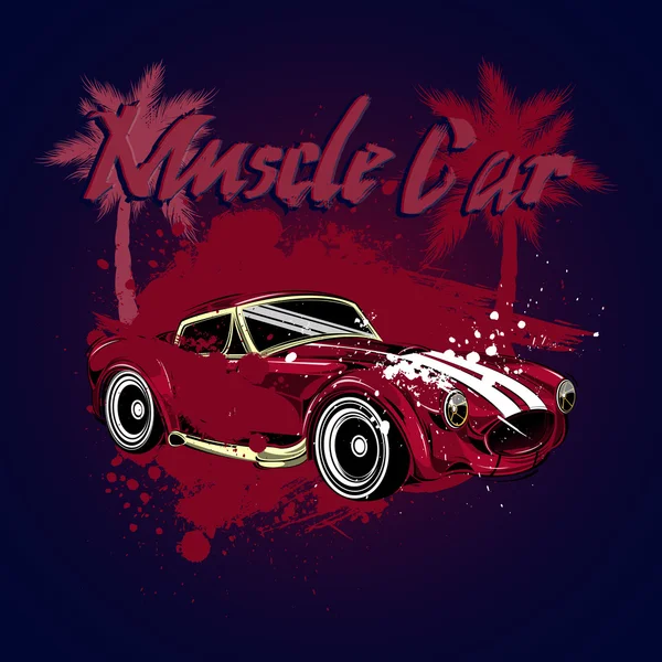 Muscle car. Print for poster — Stok Vektör