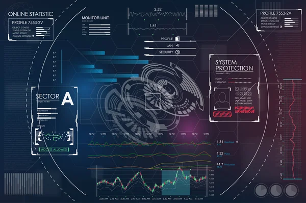 ビジネス アプリケーションのための Hud の Ui. — ストックベクタ