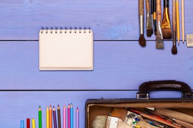 Top view of designer workplace