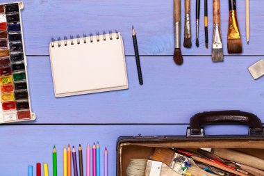 Top view of designer workplace