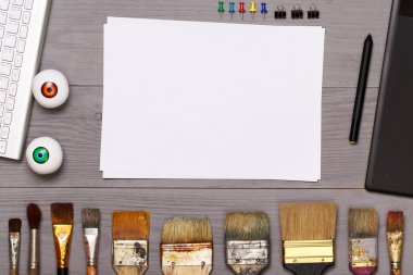 Top view of designer workplace