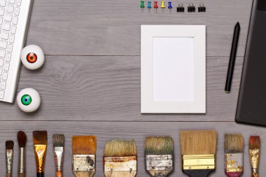 Top view of designer workplace