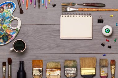 Top view of designer workplace