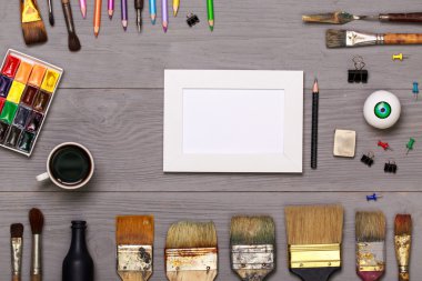 Top view of designer workplace