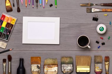 Top view of designer workplace