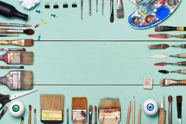 Top view of art workplace — Stock Photo, Image