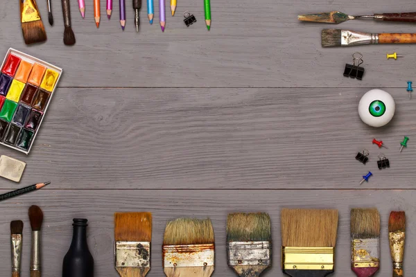 Top view of designer workplace