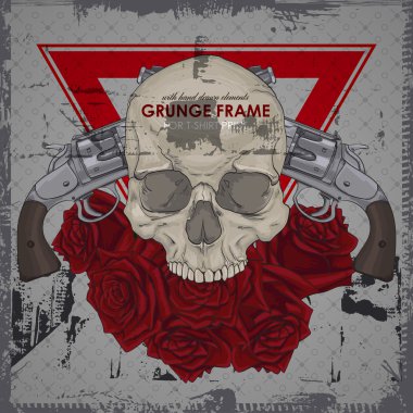 Grunge çerçeve ile kafatası yazdırma