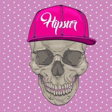 HIPSTER skull with cap clipart