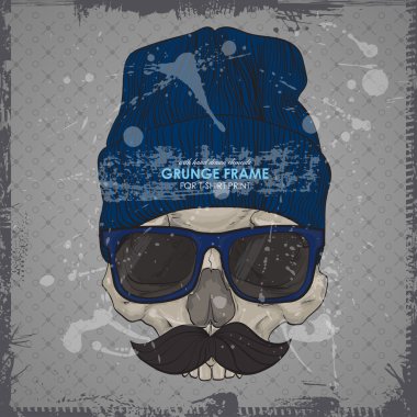 skull with sunglasses and hat