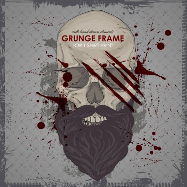 T-shirt için Hipster kafatası baskı