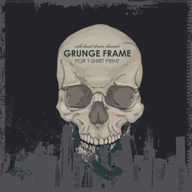 T-shirt için Hipster kafatası baskı