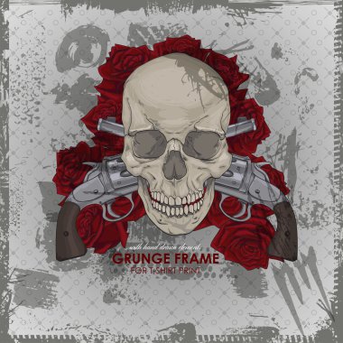 Grunge çerçeve ile kafatası yazdırma