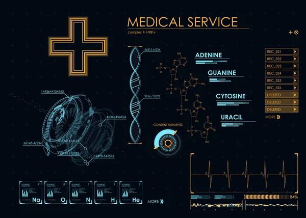 HUD UI untuk aplikasi obat - Stok Vektor