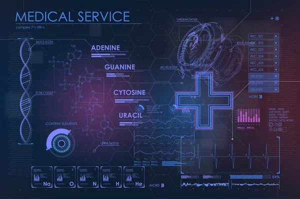 HUD UI untuk aplikasi obat - Stok Vektor