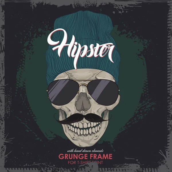 Calavera en sombrero sobre fondo grunge — Archivo Imágenes Vectoriales