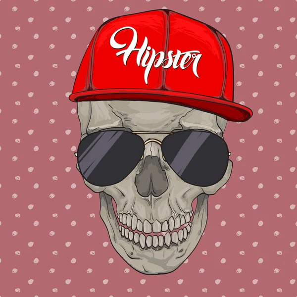 Crânio com óculos de sol e chapéu —  Vetores de Stock
