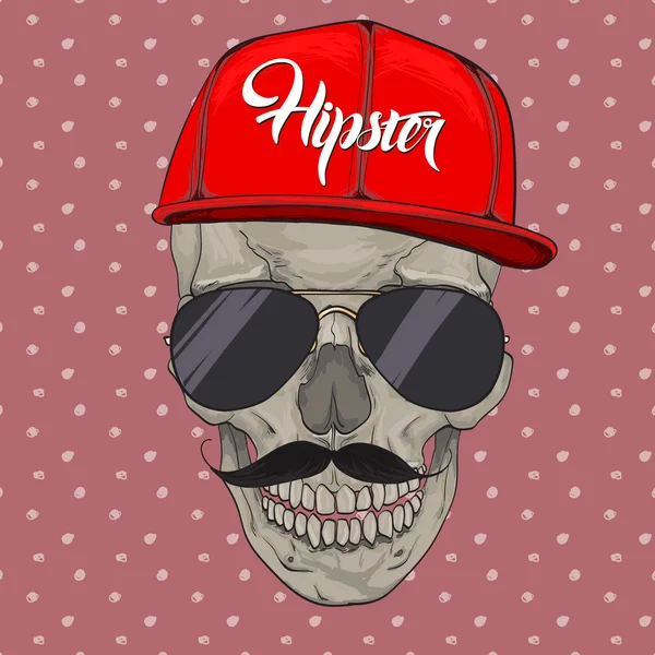 Skull with sunglasses and hat — ストックベクタ