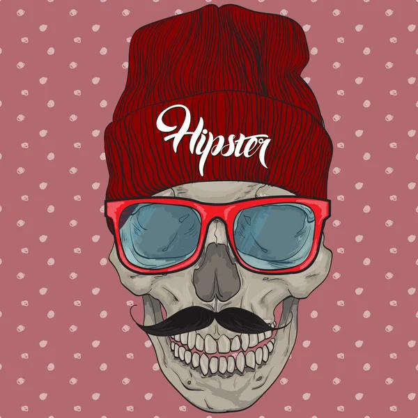 Crâne avec lunettes de soleil et chapeau — Image vectorielle
