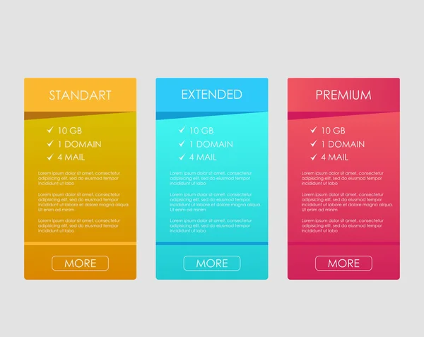 Establecer banners de tarifas web — Vector de stock