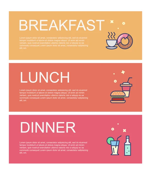 Banners para cafeterías y restaurantes de comida rápida — Vector de stock