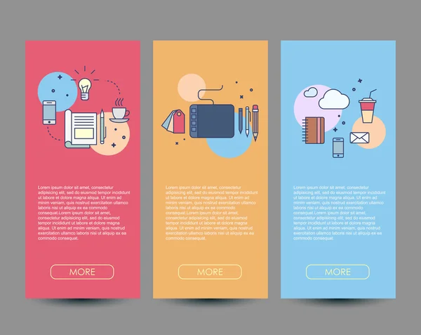 Conjunto de tres banners de mercado — Vector de stock