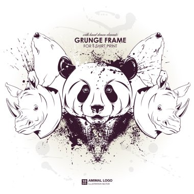 Panda, ayılar ve gergedanlar başkanları için poster