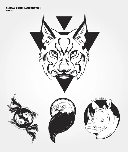 Logos animaux sauvages hipster — Image vectorielle