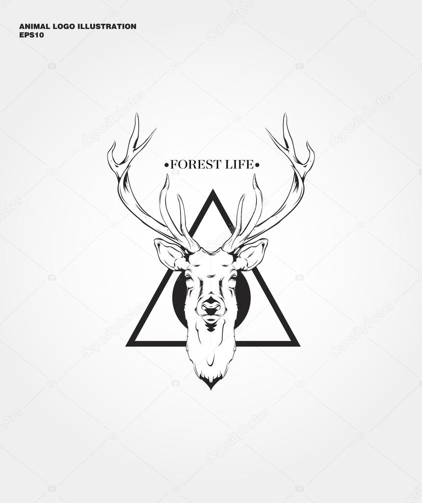 Abstract animal logo. Hipster wild animal print for for T-shirts and other apparel. Icon Difference - Deer